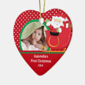 Babysの初めてのクリスマスの写真のオーナメントサンタ セラミックオーナメント (左)