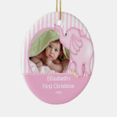 Babysの初めてのクリスマスの写真のオーナメント象 セラミックオーナメント (右)