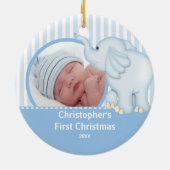 Babysの初めてのクリスマスの写真のオーナメントElelphant セラミックオーナメント (裏面)