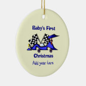 Babysの初めてのクリスマスRacecar セラミックオーナメント (右)