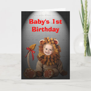 Babysの第1誕生日のライオンのバースデー・カード カード