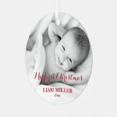 Babysパーソナライズされた初めてのクリスマスフォトオーナメント メタルオーナメント (正面左)