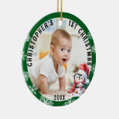 Babys初めてのクリスマスかわいいペンギンの写真 セラミックオーナメント (右)