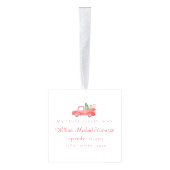 Babys初めてのクリスマスかわいい写真誕生の統計 キューブオーナメント (右)