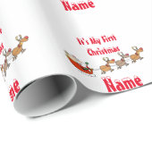 Babys初めてのクリスマスパーソナライズされたgiftwrap ラッピングペーパー (ロールコーナー)