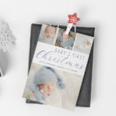 Babys初めてのクリスマスフォトコラージブルー シーズンカード