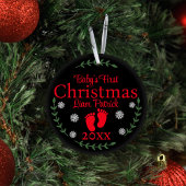 Babys初めてのクリスマスフォトスノーフレーク&ローレル セラミックオーナメント