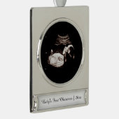 Babys初めてのクリスマス妊娠超音波写真 シルバープレートバナーオーナメント (右)