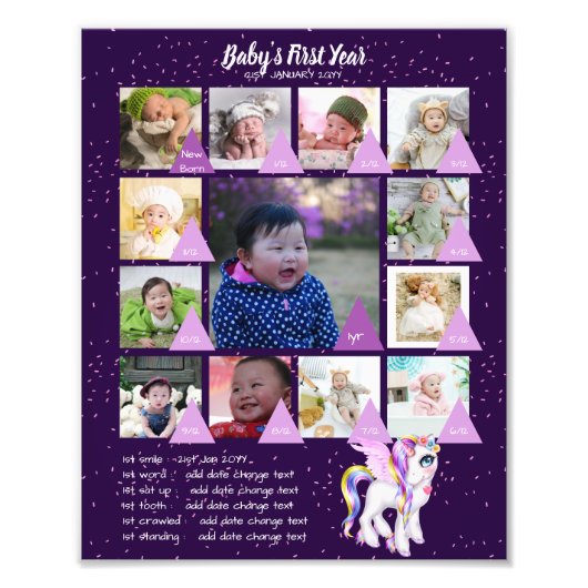 BABYS 1年目のフォトコラージュ8x12 $5以下！ フォトプリント (正面)