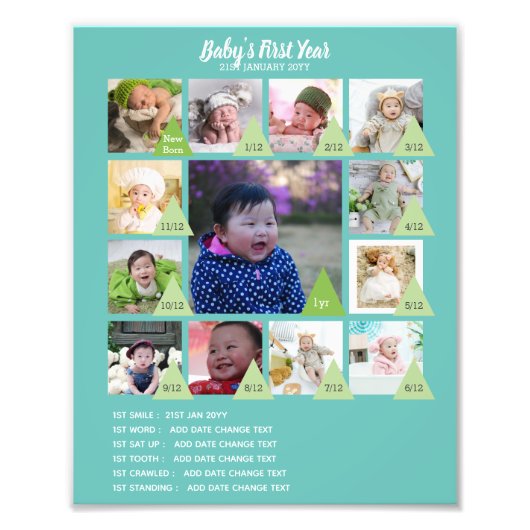 BABYS 1年目のフォトコラージュ8x12 $5以下！ フォトプリント (正面)