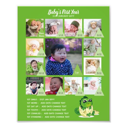 BABYS 1年目のフォトコラージュ8x12 $5以下! フォトプリント (正面)