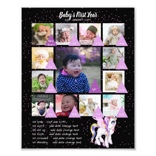 BABYS 1年目のフォトコラージュ8x12 $5以下! フォトプリント (正面)
