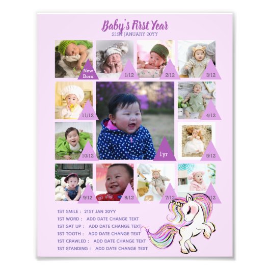 BABYS 1年目のフォトコラージュ8x12 $5以下！ フォトプリント (正面)