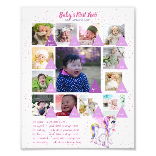 BABYS 1年目のフォトコラージュ8x12 $5以下！ フォトプリント (正面)