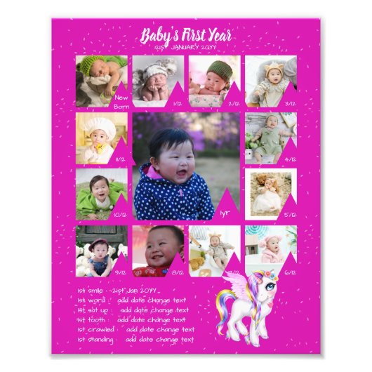 BABYS 1年目のフォトコラージュ8x12 $5以下！ フォトプリント (正面)