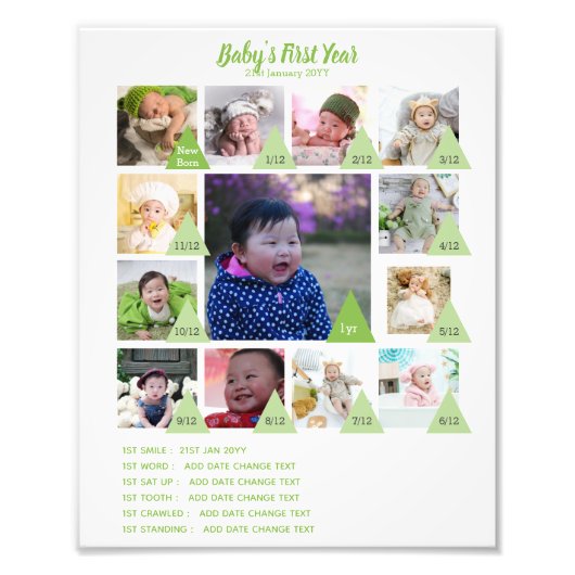 BABYS 1年目のフォトコラージュ8x12 $5以下！ フォトプリント (正面)