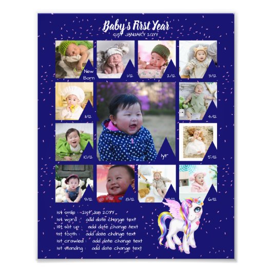 BABYS 1年目のフォトコラージュ8x12 $5以下！ フォトプリント (正面)