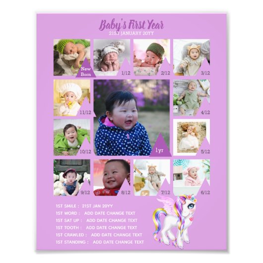BABYS 1年目のフォトコラージュ8x12 $5以下！ フォトプリント (正面)