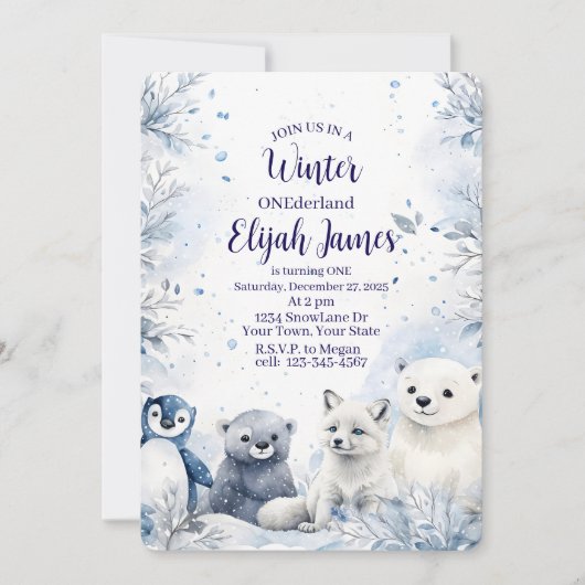 Baby's 1st Birthday Invitation  シーズンカード (正面)