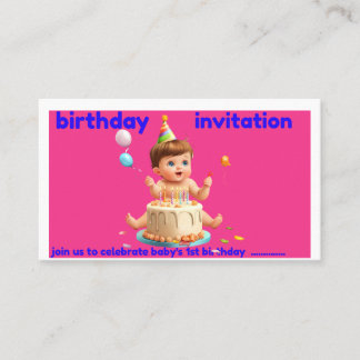 baby's 1st birthday invitation car 名刺