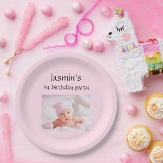 Baby's 1st birthday monogrammed Paper Plates ペーパープレート
