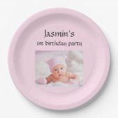 Baby's 1st birthday monogrammed Paper Plates ペーパープレート (正面)