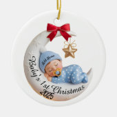 Baby's 1st Christmas 2025 Ornament | Sleeping Moon セラミックオーナメント (正面)