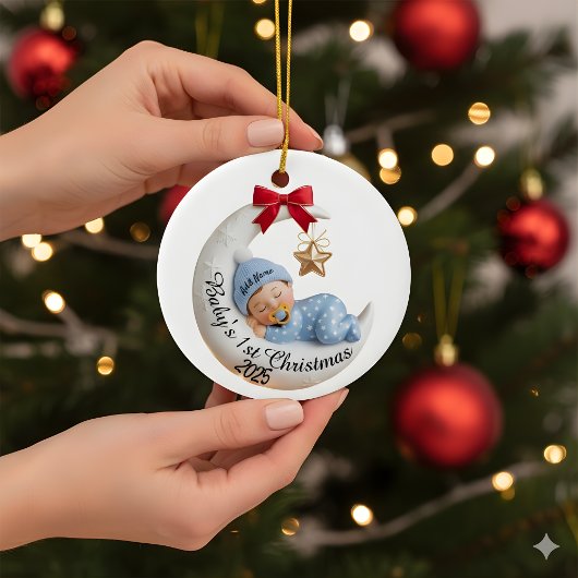 Baby's 1st Christmas 2025 Ornament | Sleeping Moon セラミックオーナメント