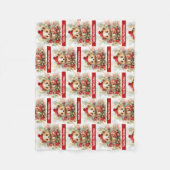 Baby's 1st Christmas Bear Add Name フリースブランケット (正面)