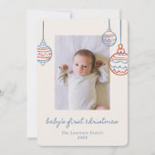 Baby's 1st Christmas Blue & Red Ornament 2 Photo シーズンカード (正面)