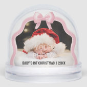 Baby's 1st Christmas Bow Snow Globe - Pink (正面)