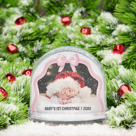 Baby's 1st Christmas Bow Snow Globe - Pink (クリスマス)