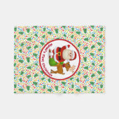 Baby's 1st Christmas Personalize Name Santa Claus フリースブランケット (正面(横))