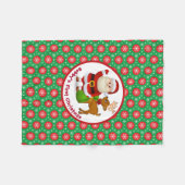 Baby's 1st Christmas Personalize Name Santa Claus フリースブランケット (正面(横))