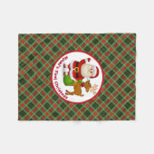 Baby's 1st Christmas Personalize Name Santa Claus フリースブランケット (正面(横))