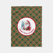 Baby's 1st Christmas Personalize Name Santa Claus フリースブランケット (正面)