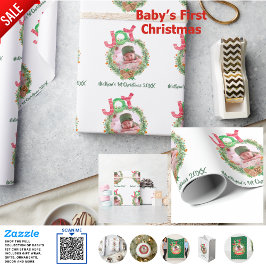 Babys 1st Christmas PHOTOリース名Keepsake ラッピングペーパー