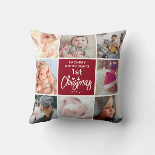 Baby's 1st Christmas Photo Collage Keepsake クッション (裏面)