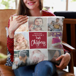 Baby's 1st Christmas Photo Collage Keepsake クッション<br><div class="desc">Create your very own special baby's first Christmas with this cute photo collage pillow. Featuring 8 photograph in a modern square grid template and the text 'Add Name 1st Christmas' and the year. Makes a wonderful keepsake gift for new parents or grandparents.</div>