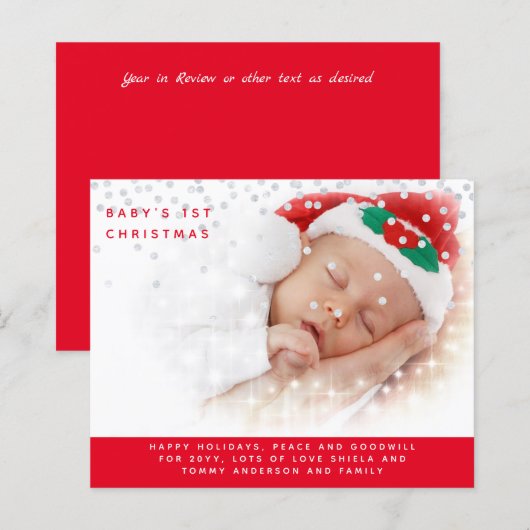 Babys 1st Christmas PHOTO Year In Review Letter (正面/裏面)