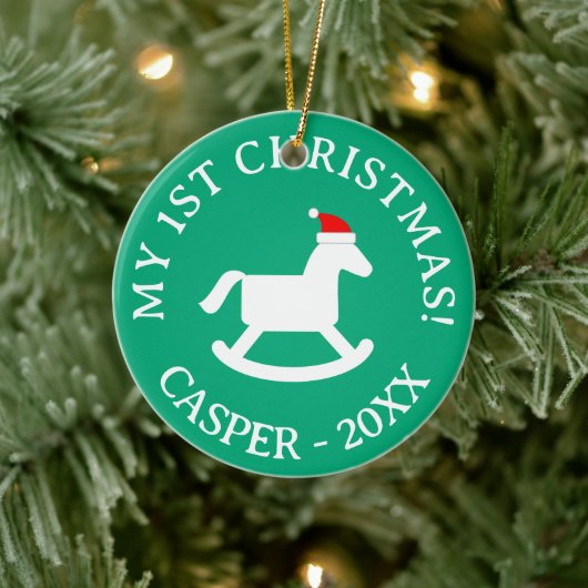 Baby's 1st Christmas Santa rocking horse ornament  セラミックオーナメント (ツリー)