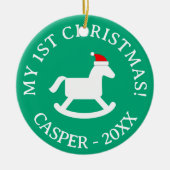 Baby's 1st Christmas Santa rocking horse ornament  セラミックオーナメント (正面)