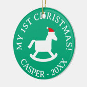Baby's 1st Christmas Santa rocking horse ornament  セラミックオーナメント (左)