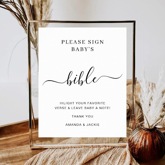 Baby's Bible Modern Minimalist Baby Shower Signage ポスター