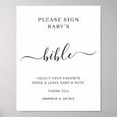 Baby's Bible Modern Minimalist Baby Shower Signage ポスター (正面)