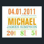 Baby's Birth Date Details Poster - Circus ポスター<br><div class="desc">Fill in all the birth date details for any child (old or young) to create this special memory-filled poster. Great for decorating a nursery or to show off the details for all your family members in a family room collage of posters. Birth Date Time of Day First Name Middle &...</div>