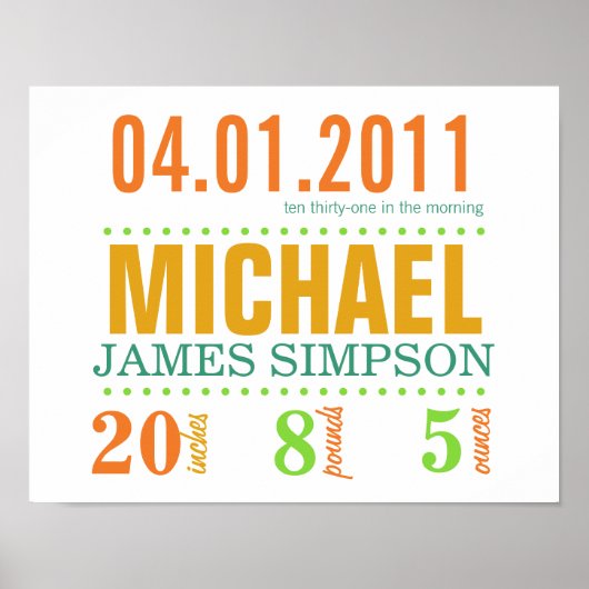 Baby's Birth Date Details Poster - Circus ポスター (正面)