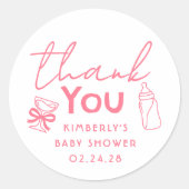 Baby's Bottle and Champagne Funny Thank You ラウンドシール (正面)