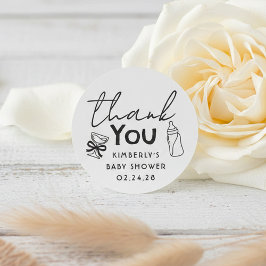 Baby's Bottle and Champagne Funny Thank You ラウンドシール