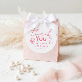 Baby's Bottle and Champagne Funny Thank You ラウンドシール